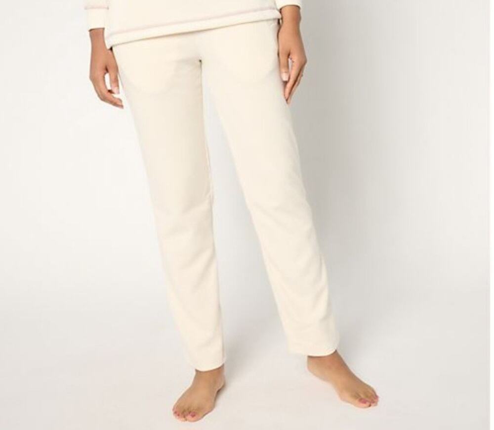 Cuddl Duds Size XL Cream Ribbed Fleece Straight Pant A667647 NWOT